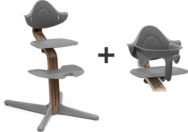 Stokke® Nomi® Stuhl Walnuss / Grey + Babyset gratis