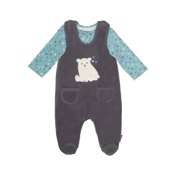 Baby Strampler aus Nicki, Motiv Eisbär Elia, Grau / Größe 56