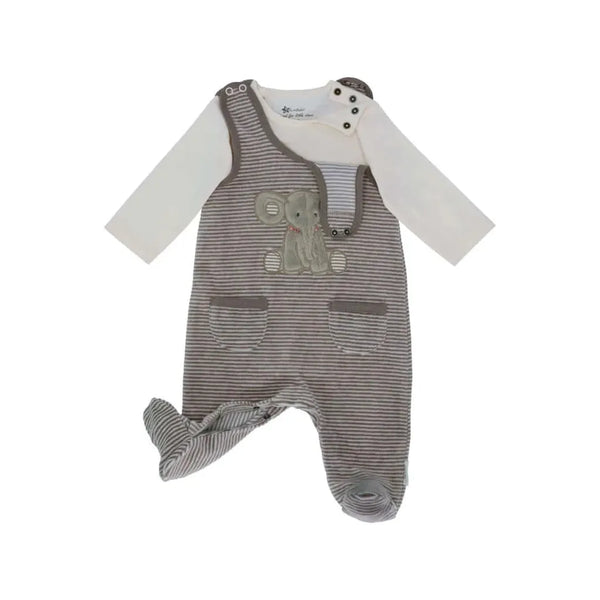 Baby Strampler aus Nicki, Motiv Elefant Eddy, Grau / Größe 62